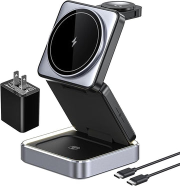 3 in 1 Magnetic Wireless Charger for iPhone, Watch & AirPods